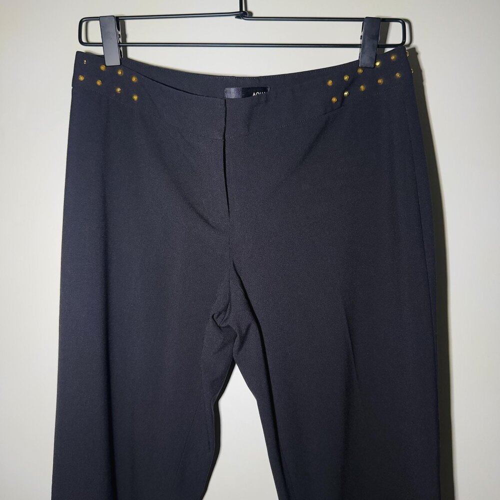 AQUA Bloomingdale’s Black Skinny Pants with Gold Studded Waist - Black - Size 2